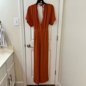 Orange wide leg jumpsuit